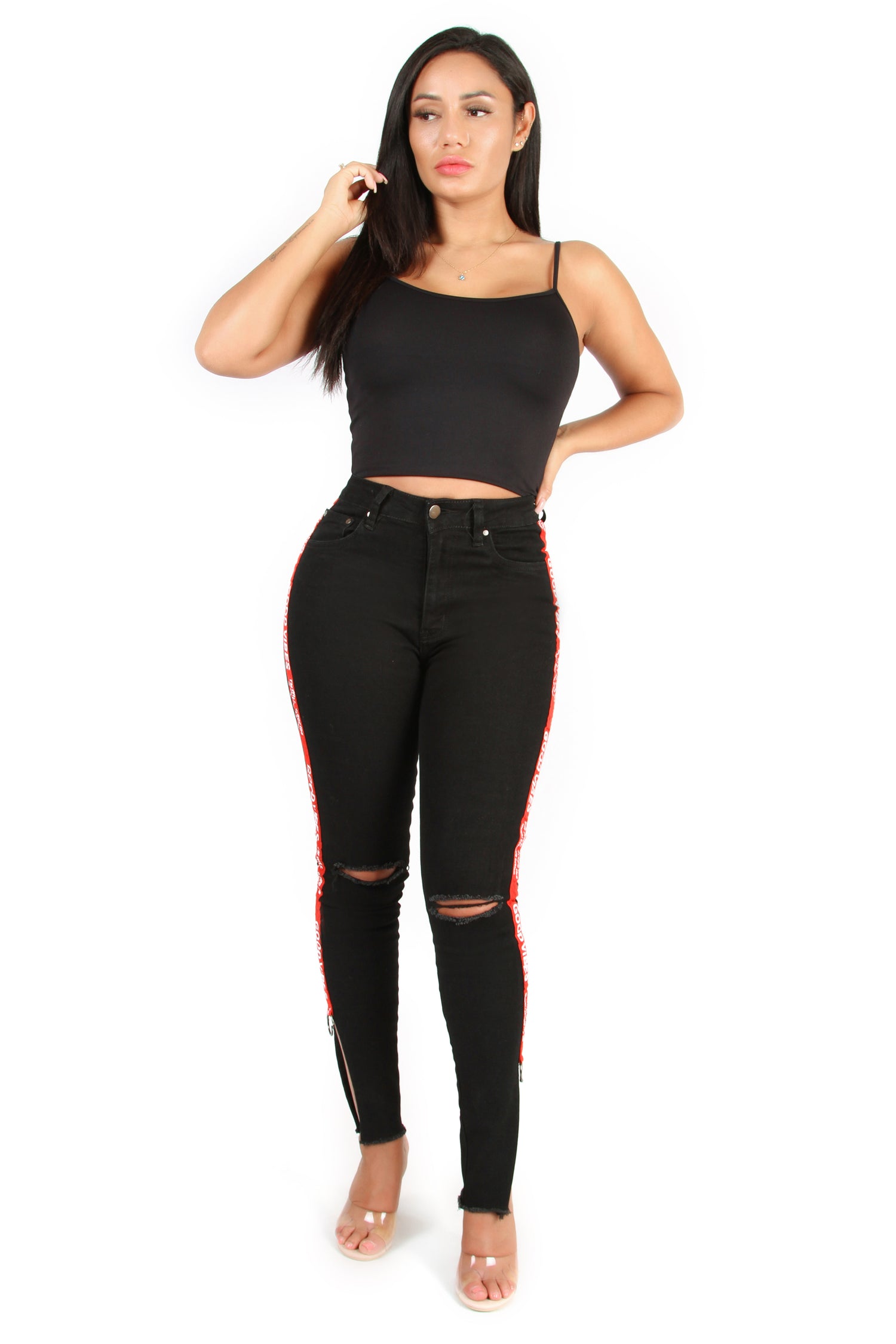 GET THIS FEELING HIGH RISE ANKLE JEANS - BLACK