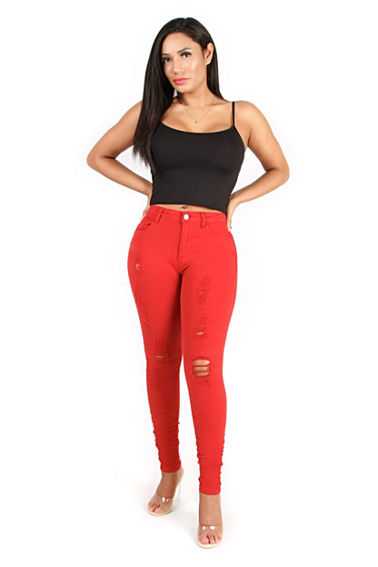 MITTLERE TAILLE SKINNY FIT - ROT