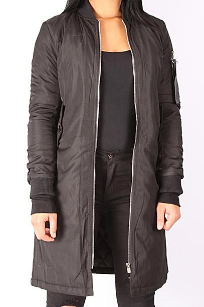 LONG BOMBER - BLACK