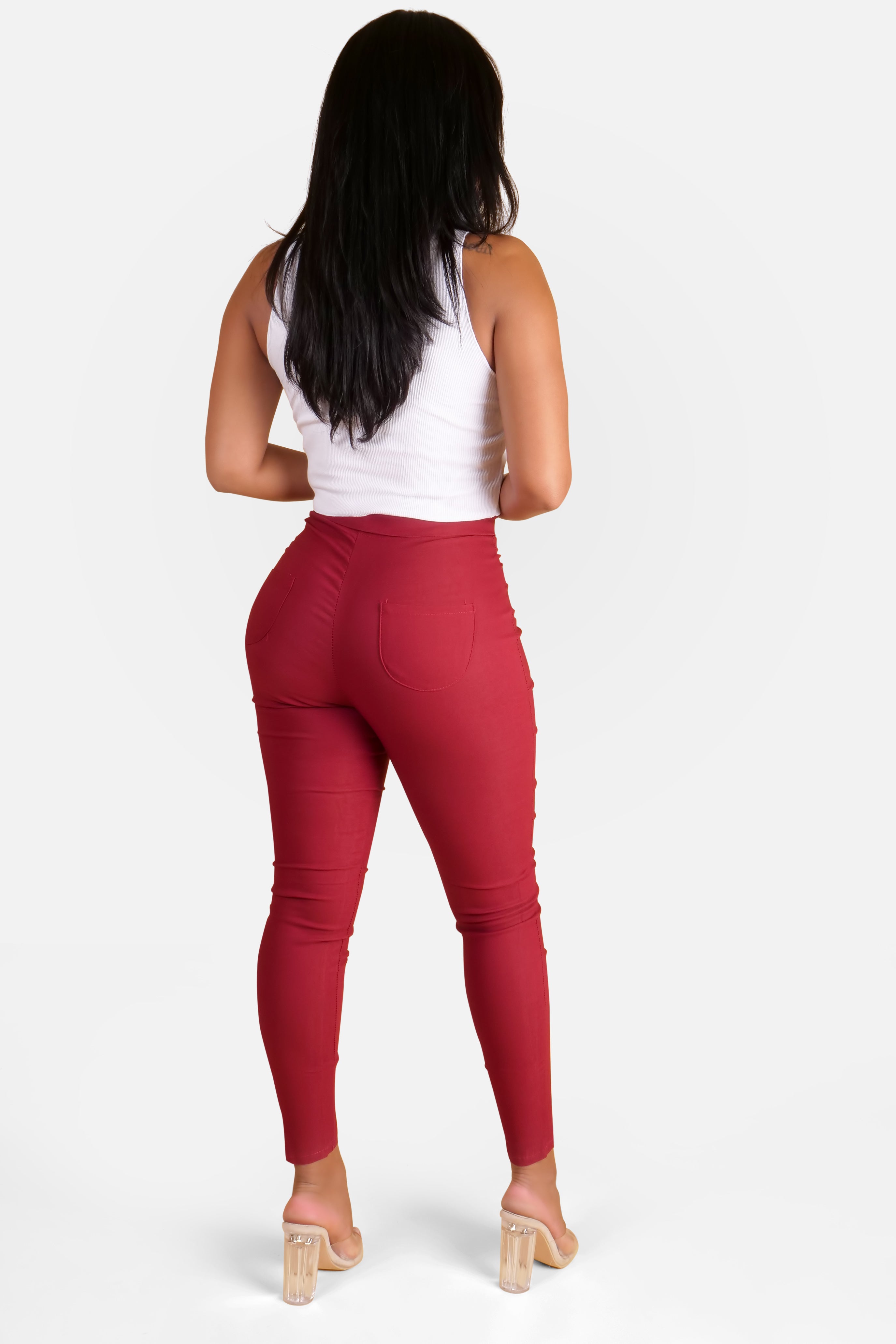 JEGGING MIT HOHER TAILLE - ROT