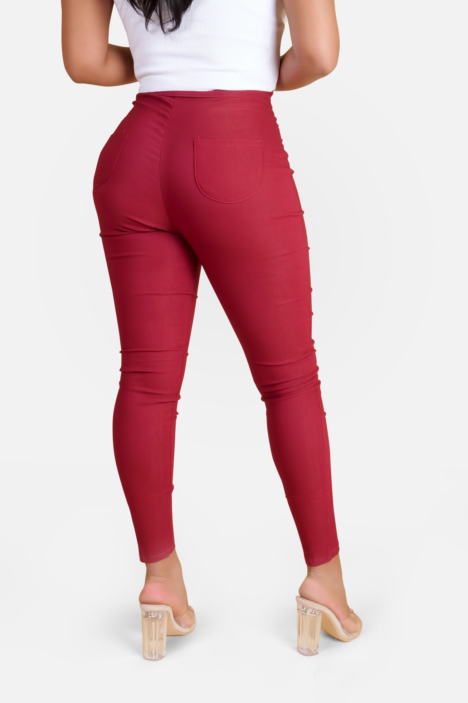 JEGGING MIT HOHER TAILLE - ROT