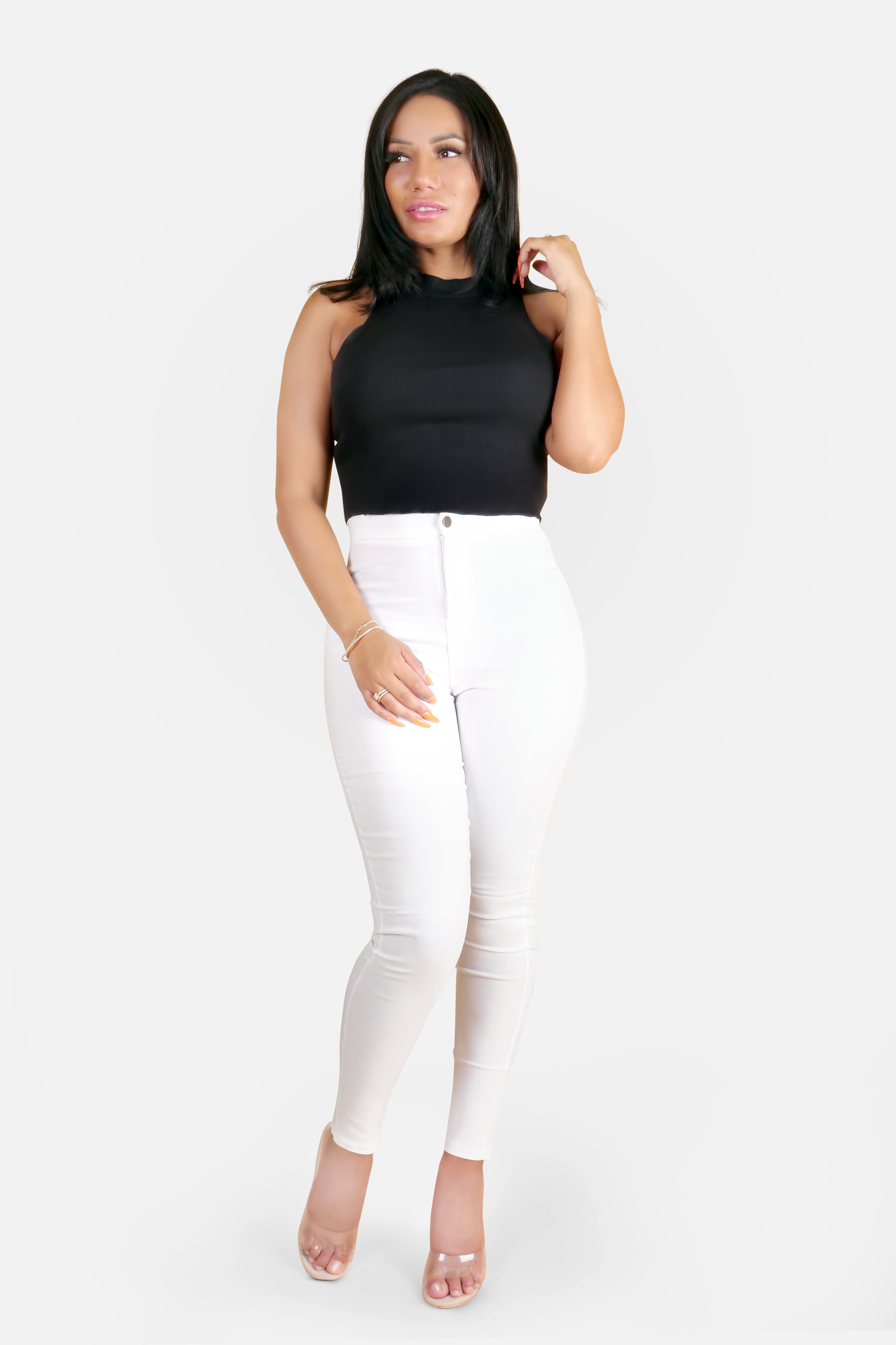 JEGGING MIT HOHER TAILLE - WEISS