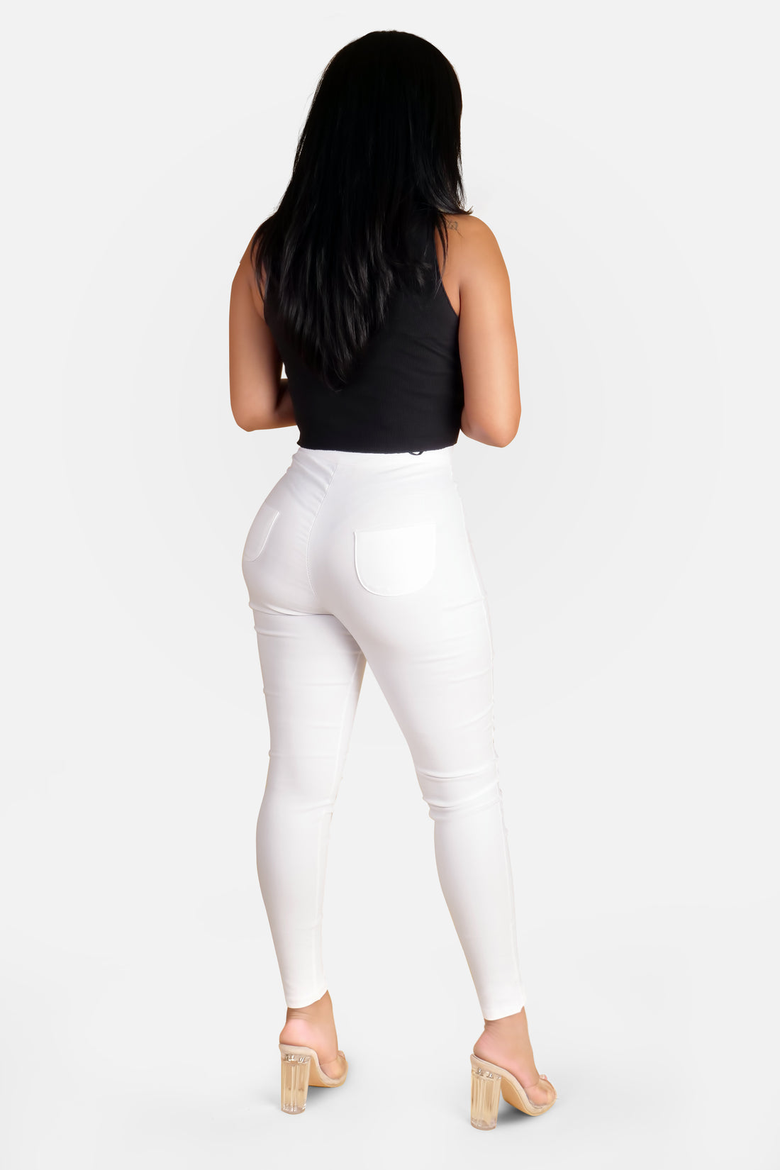 JEGGING MIT HOHER TAILLE - WEISS