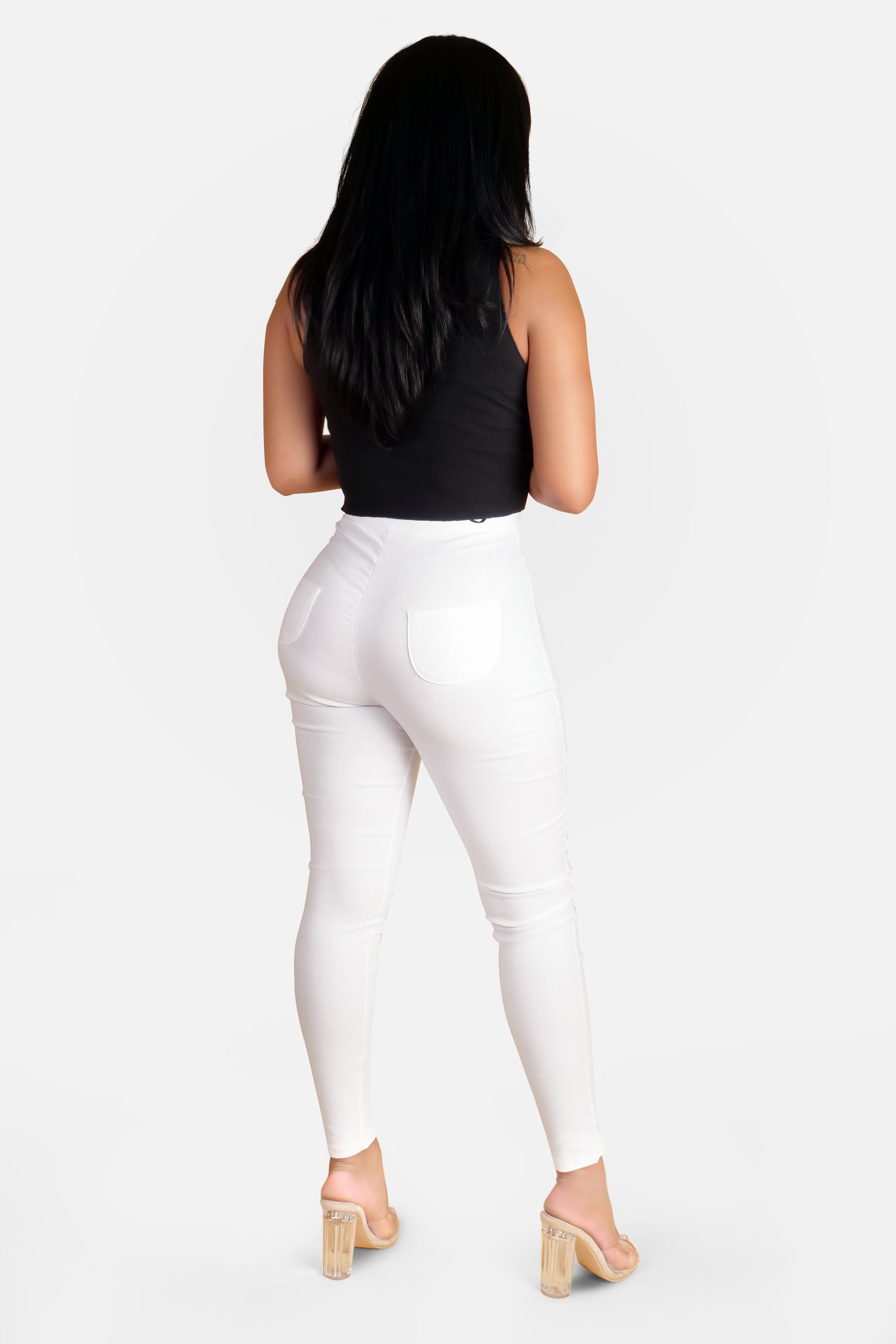 JEGGING MET HOGE TAILLE - WIT