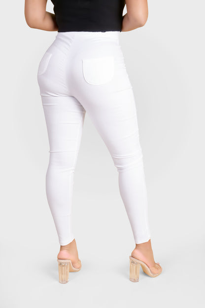 JEGGING MET HOGE TAILLE - WIT