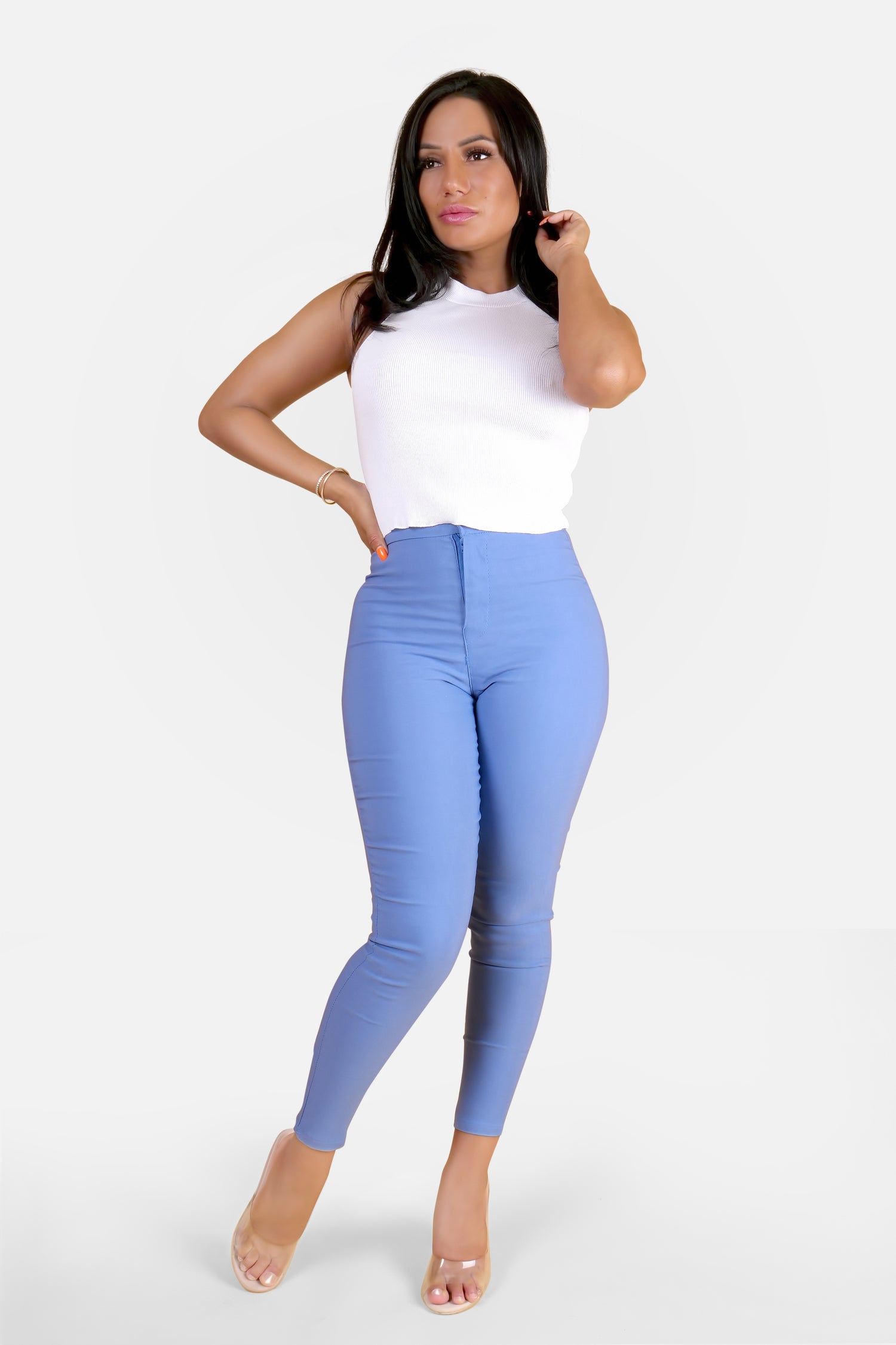 JEGGING MIT HOHER TAILLE - BLAU