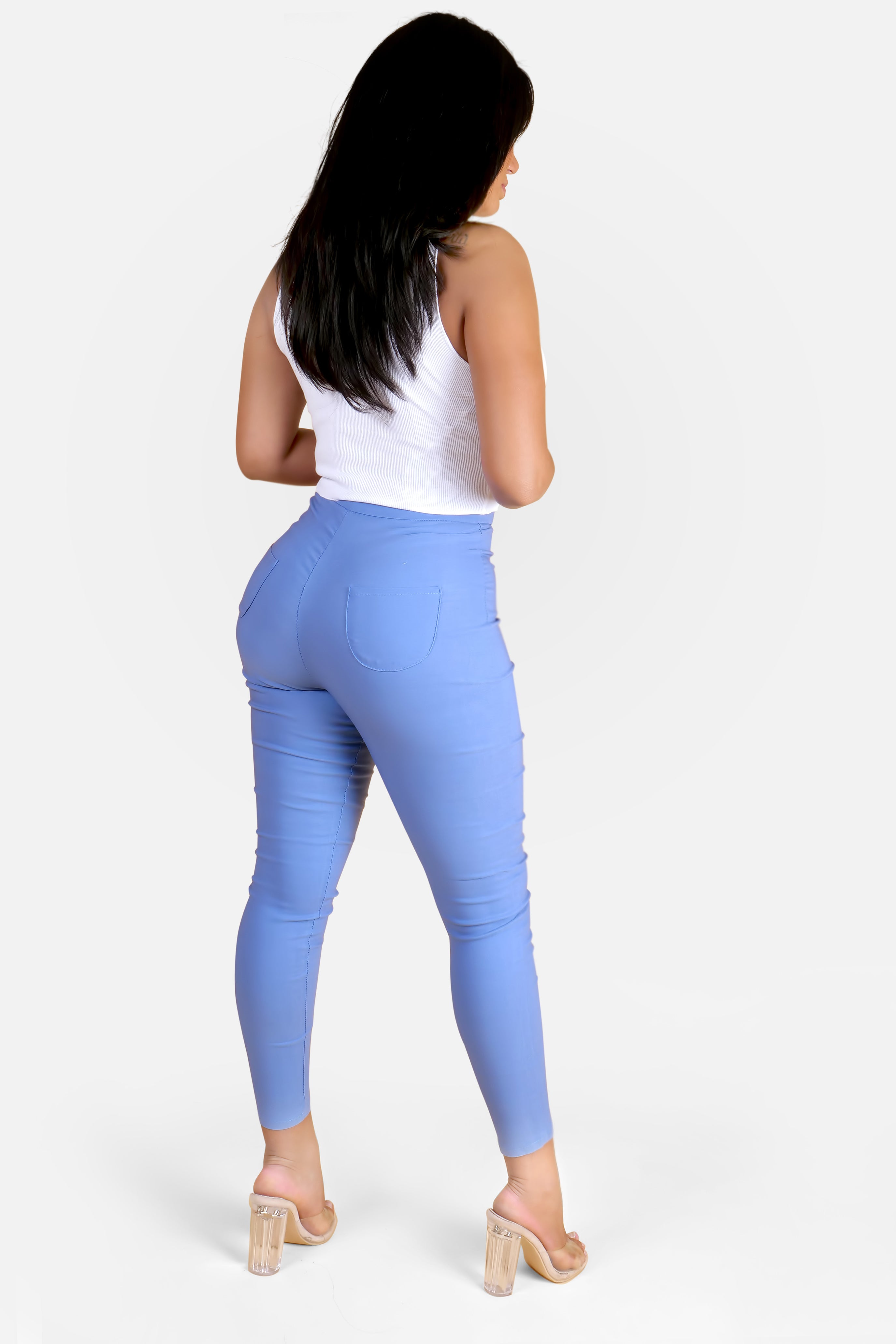 JEGGING MET HOGE TAILLE - BLAUW