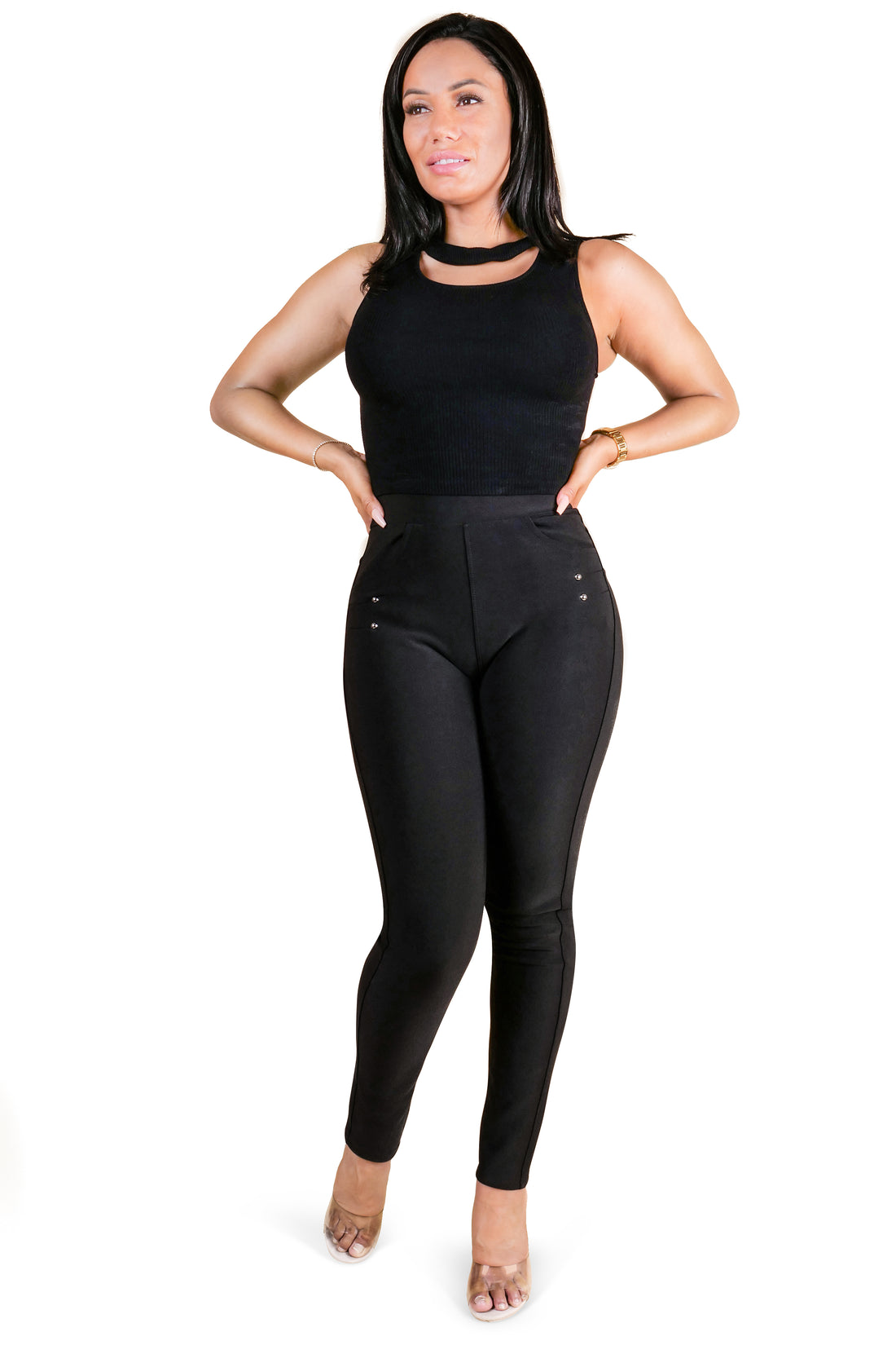 SCHICKE SCHWARZE LEGGINGS