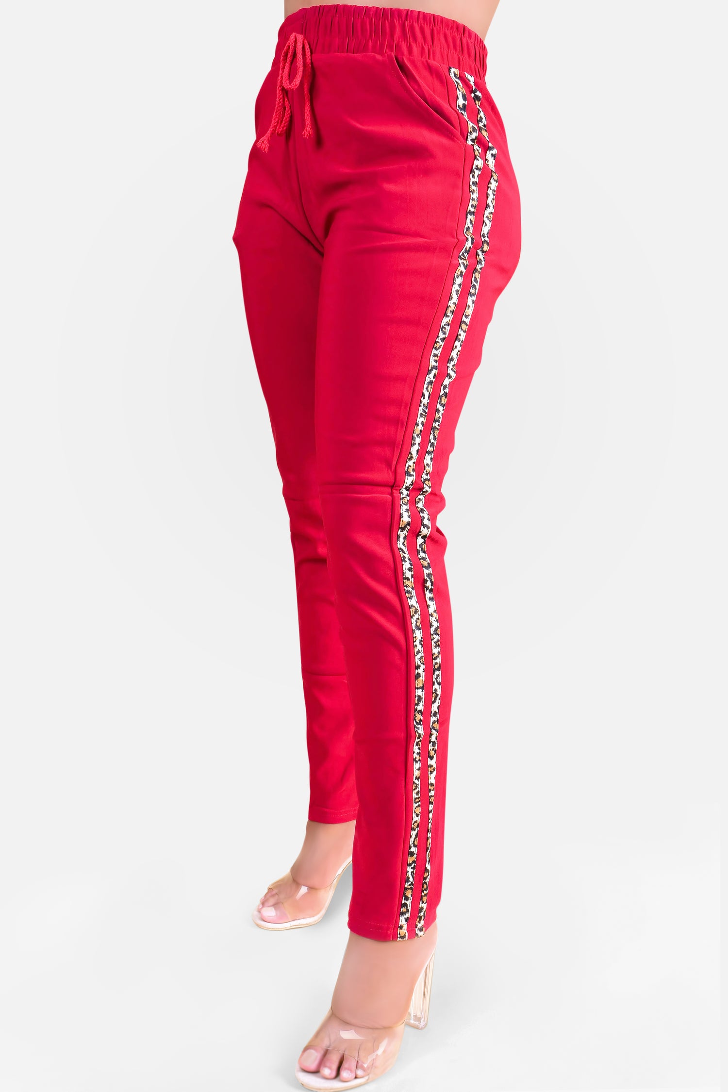 LEOPARD JOGGING PANTS - RED