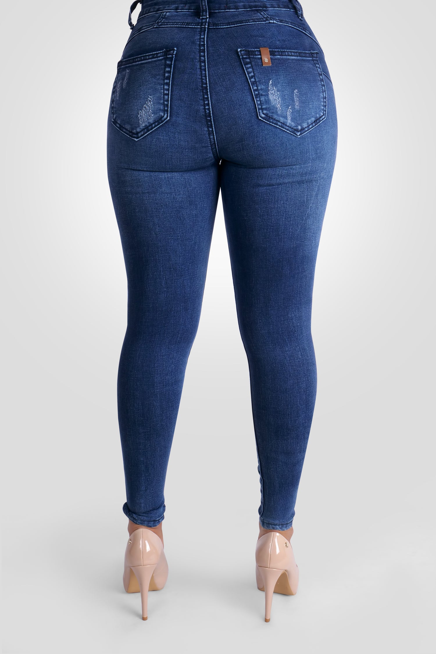 OFRA MID WAIST SCRATCH BLUE STRETCH JEANS