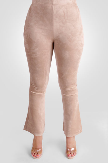 AUSGESTELLTE HOSE AUS WILDLEDER – BEIGE