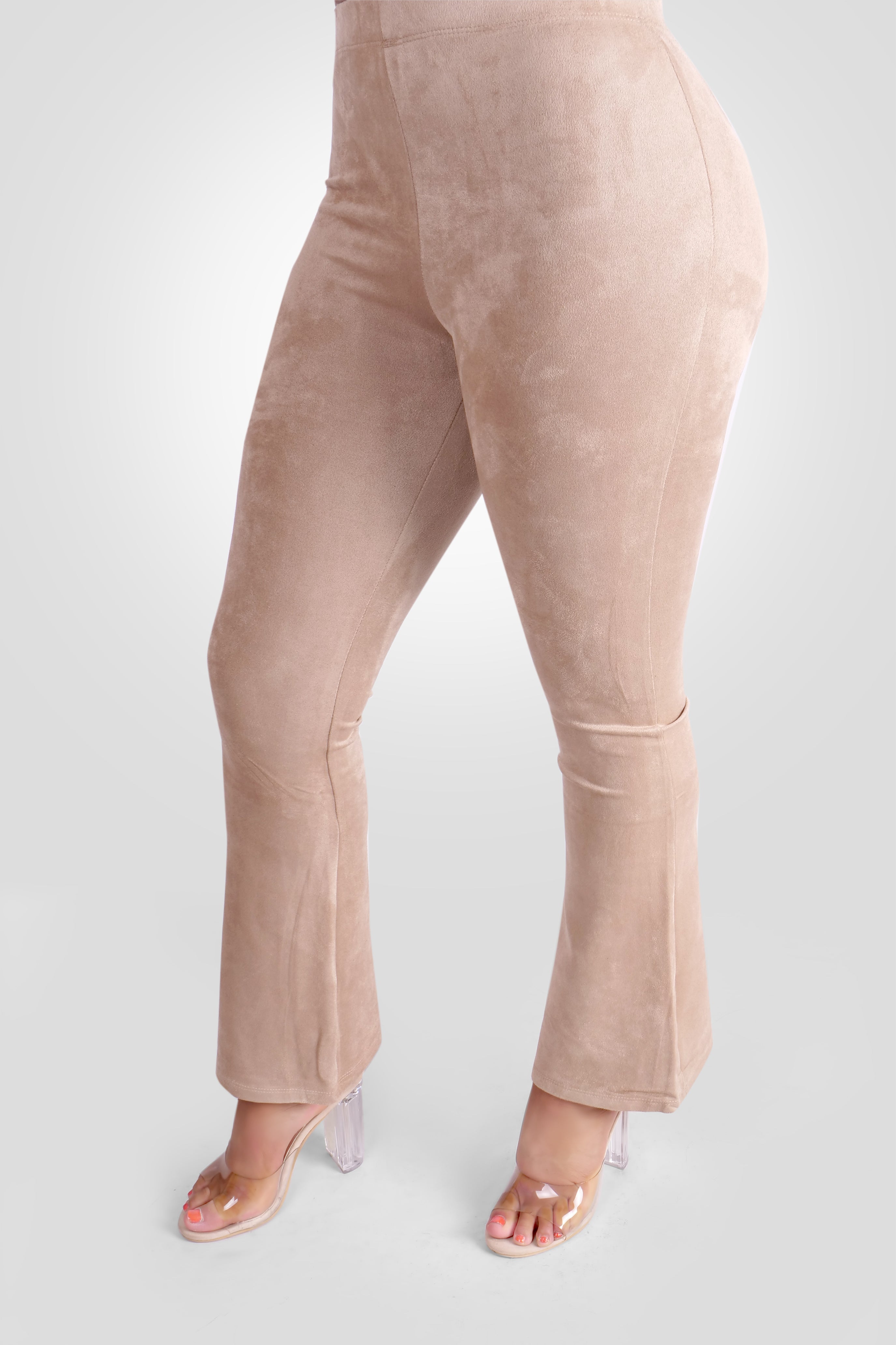 SUÈDE FLARED BROEK- BEIGE